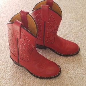 Red leather girls cowboy boots (new)